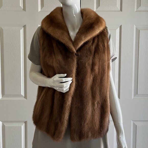 Mink Fur Vest in Cognac Colour - Vintage - Authentic - Picture 7 of 17